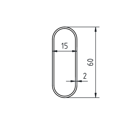 Buis plat ovaal 60 x 15