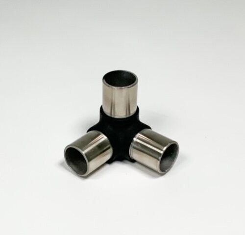 Buisverbinder zwart 3 buizen RVS-INOX 304