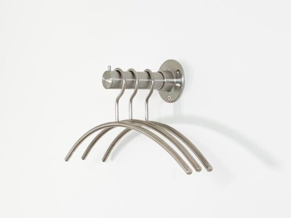 Kledinghaak RVS-INOX met 3 bijpassende kledinghangers - 15 cm