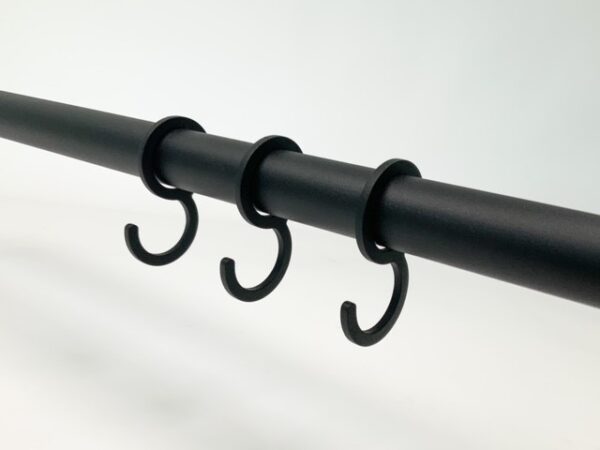 Set van 3 kledinghaken RAL 9005 mat zwart