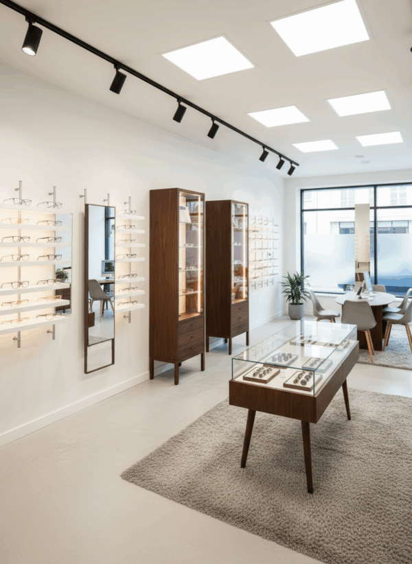 design spiegel in winkelinterieur.