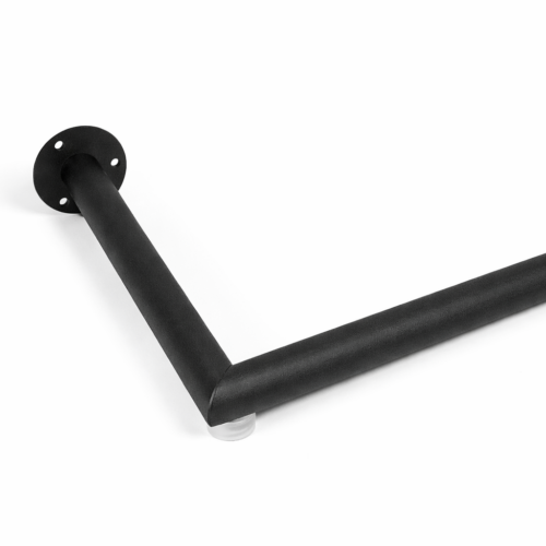 Garderobestang met hoek zwart fijnstructuur