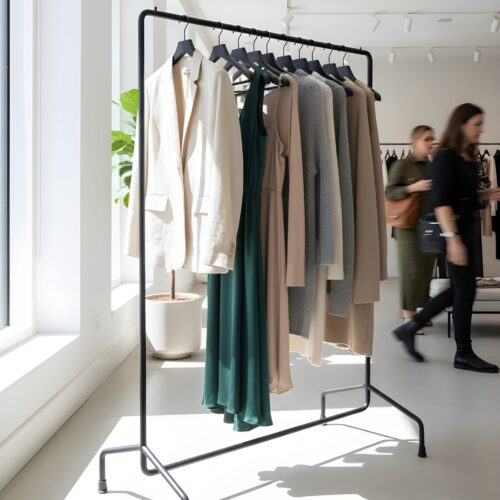 kledingrek demontabel in winkelinterieur.
