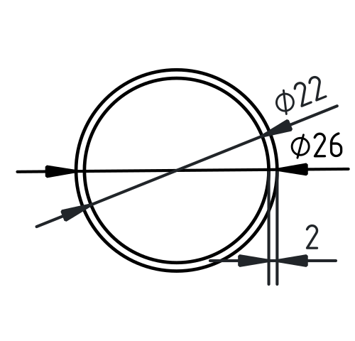 Buis RVS-INOX geslepen 26 x 2