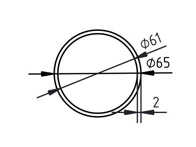 Buis RVS-INOX geslepen 65 x 2