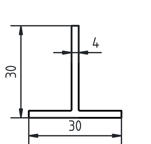 T-profiel-30 x 30 x 4