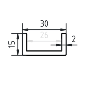 U-profiel staal 15 x 30 x 15 x 2