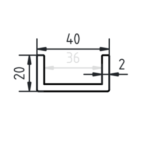 U-profiel staal 20 x 40 x 20 x 2