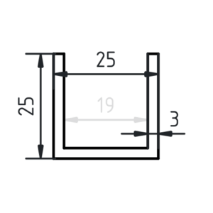 U-profiel staal 25 x 25 x 25 x 3