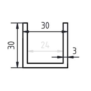 U-profiel staal 30 x 30 x 30 x 3