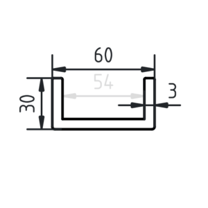 U-profiel staal 30 x 60 x 30 x 3