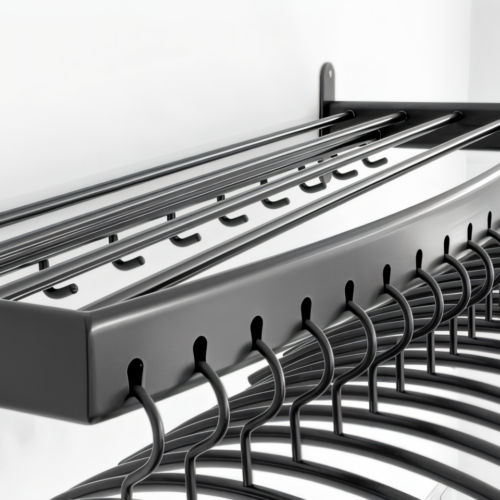 Kapstok gebogen voorzijde met hoedenplank in zwart