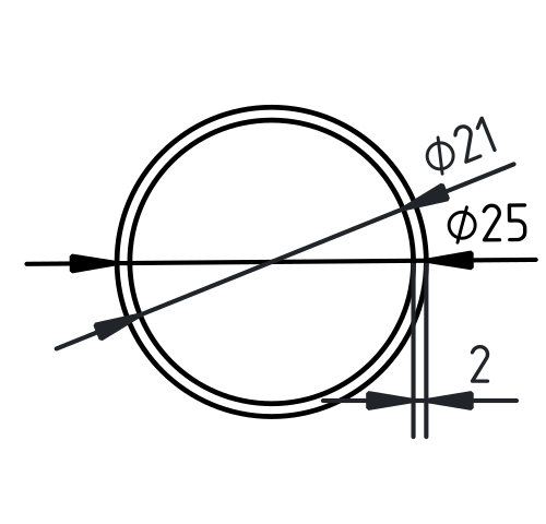 Buis RVS-INOX geslepen 25 x 2