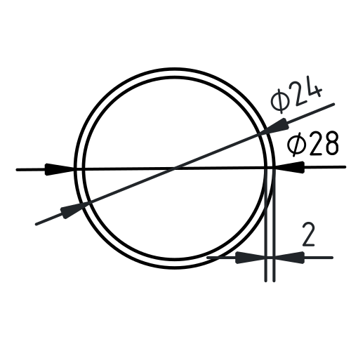 Buis RVS-INOX geslepen 28 x 2