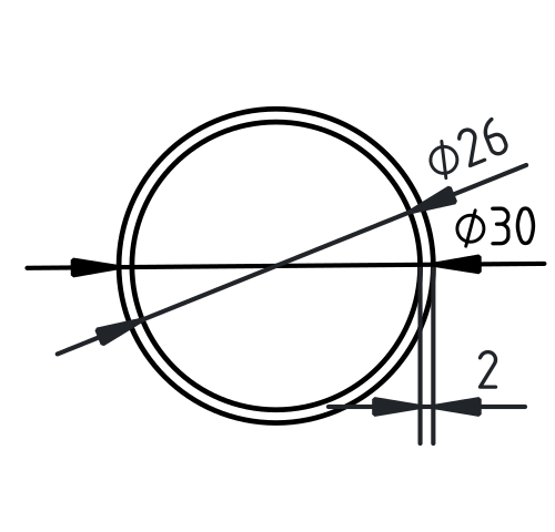 Buis RVS-INOX geslepen 30 x 2