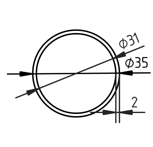 Buis RVS-INOX geslepen 35 x 2
