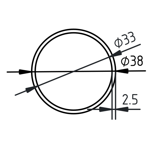 Buis RVS-INOX geslepen 38 x 2