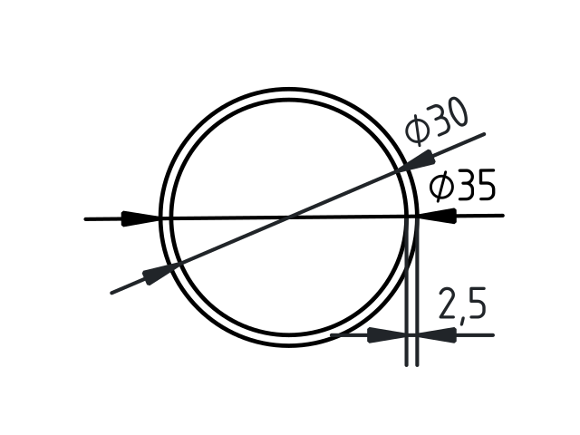 Buis zwart fijnstructuur Ø35x2.5 mm - Afbeelding 8
