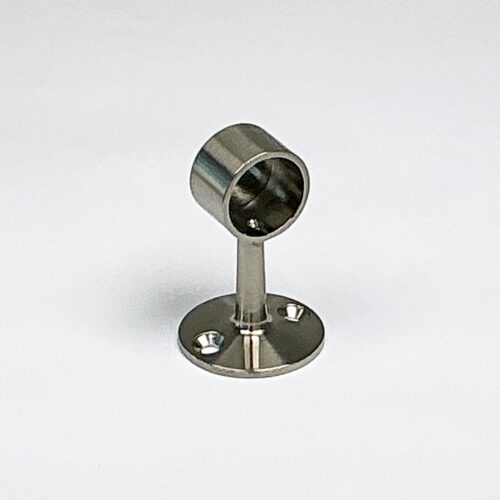 Afstandsteun in geborsteld RVS-INOX 304 met een zijde gesloten. Te gebruiken als eindsteun voor een handdoekrek of gordijnrail.