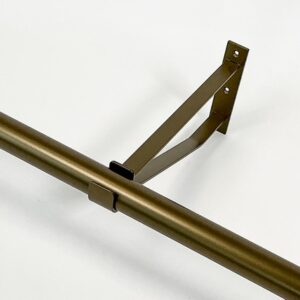 Garderobesteun extra sterk. Half open voor buisdiameter 35 mm. 30 cm uit de muur. Kleur brons.