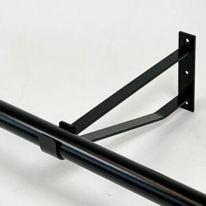 Garderobesteun extra sterk. Half open voor buisdiameter 35 mm. 30 cm uit de muur. Kleur zwart.