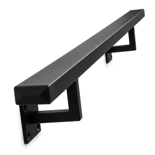 Trapleuning kokerprofiel zwart fijnstructuur met inslagdoppen